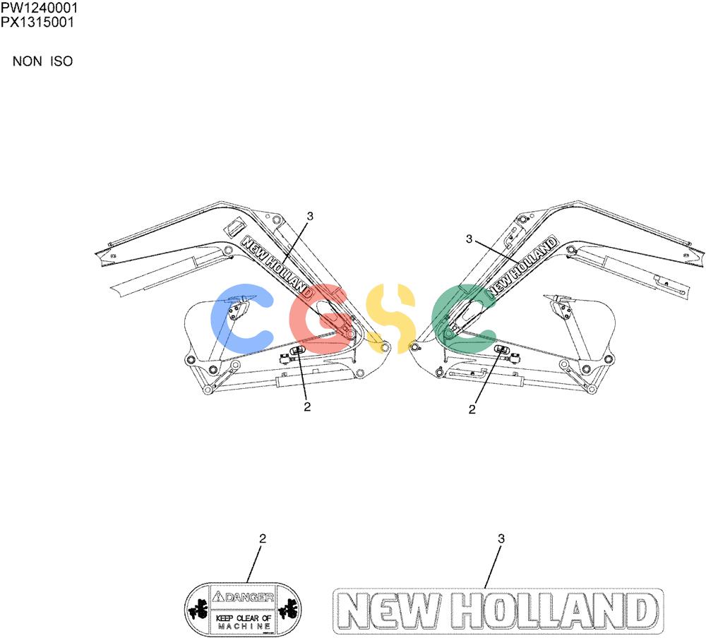 纽荷兰零件查询(E35SR) - COMPACT CRAWLER EXCAVATOR ASN PX13-15001 (N6TN61732) (NA) (1/06-) (06-014) - NAME PLATE INSTAL, P/N PW22T00166F2 New Holland Constructuion
