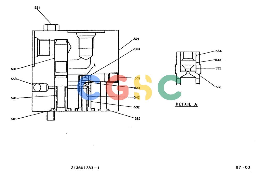 神钢零件查询(MD240BLC) - EXCAVATOR BTW LLU0001 - LLU0300 (1/80-12/06) (11-015) - VALVE ASSY, REDUCTION 2436U1283F1 Kobelco
