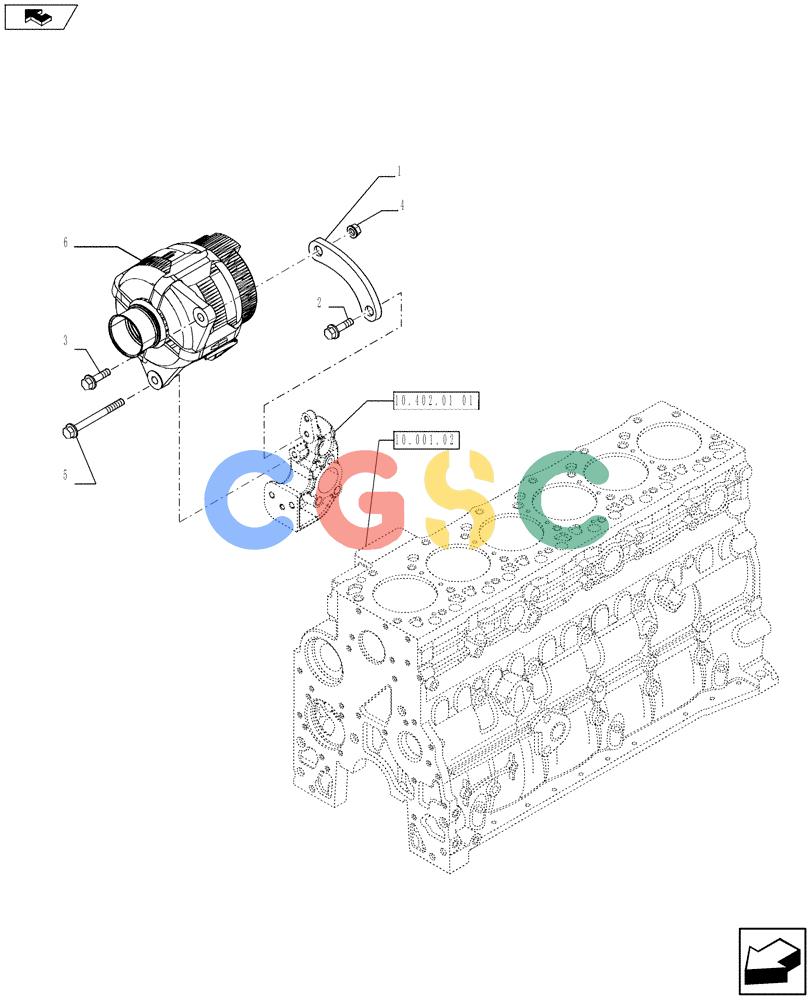 神钢零件查询(F4GE9684F J602) - ENGINE - 504375333 - 84250815 (1/13-) (55.301.02) - ALTERNATOR - MOUNTING (2858066-2853456) Kobelco