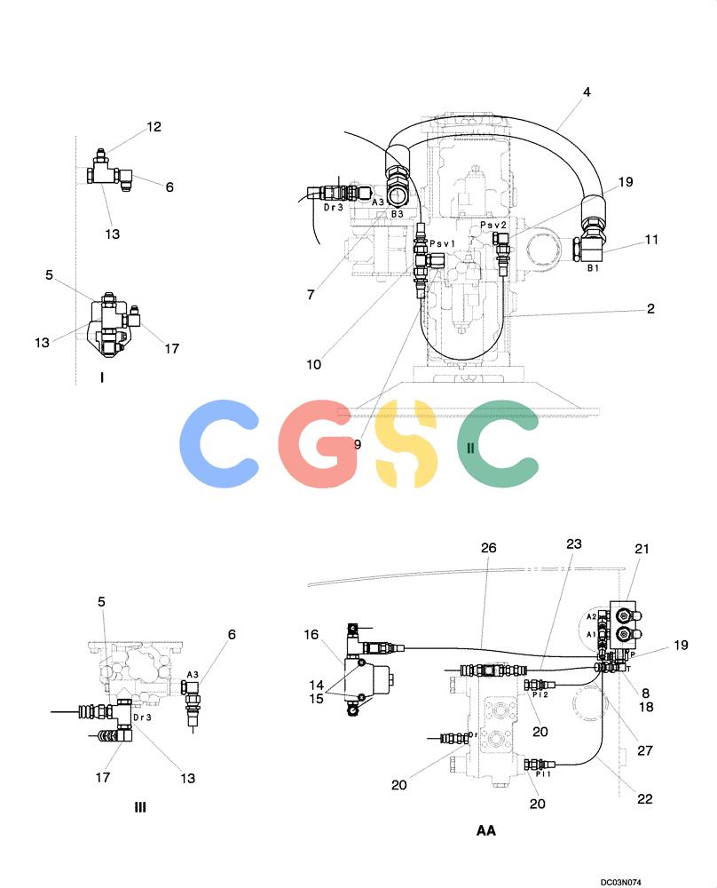 纽荷兰零件查询(EH160) - CRAWLER EXCAVATOR (9/03-) (08 -45[00]) - HYDRAULIC LINES - HYDRAULIC PUMP New Holland Constructuion