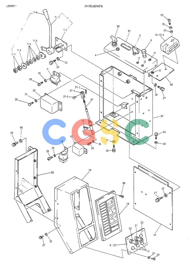 神钢零件查询(K903B) - EXCAVATOR ASN LE3401 (1/85-12/03) (08-017) - PANEL ASSY, INST (FOR EXPORT) P/N 24100J6242F8 Kobelco