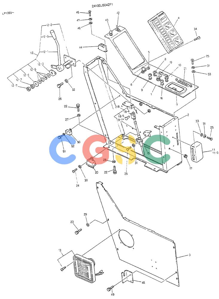 神钢零件查询(K905LC) - EXCAVATOR BTW YP0115 - YP0301 (1/85-12/03) (06-011) - PANEL ASSY, INST (P/N-24100J5042F1) Kobelco