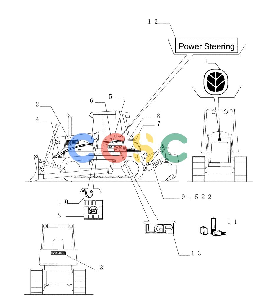 纽荷兰零件查询(DC150PS) - CRAWLER DOZER (9.788[01]) - TRADE MARKS - LGP - OPTIONAL CODE 76076880 New Holland Constructuion