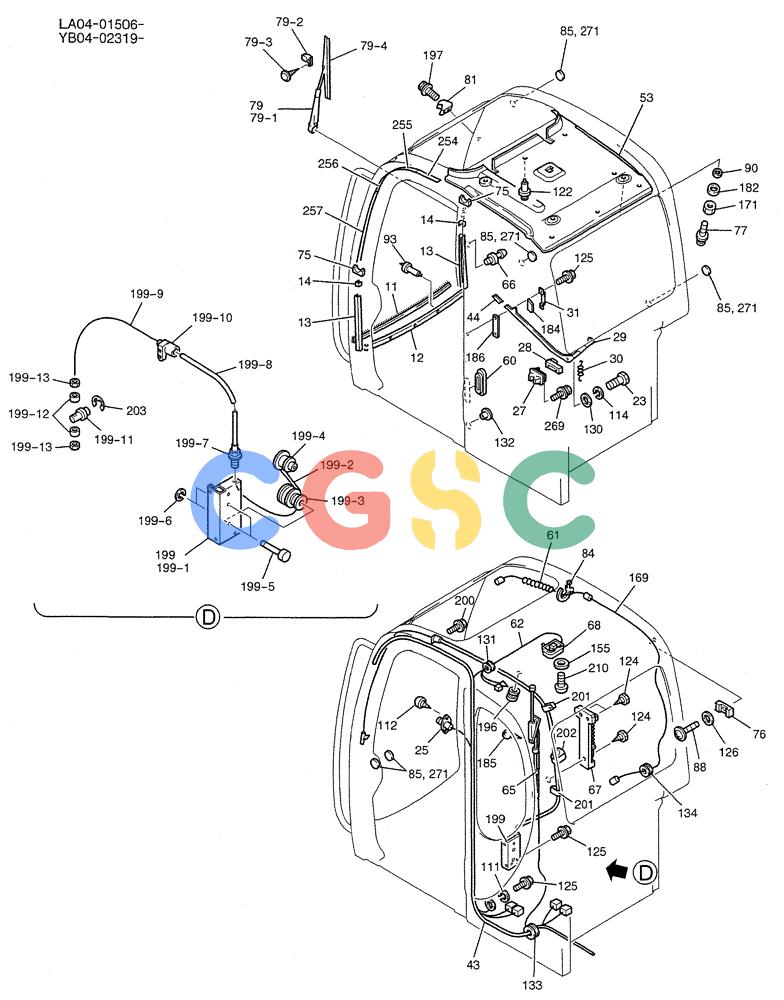 纽荷兰零件查询(E200SRLC) - CRAWLER EXCAVATOR BTW LA04-01506 - LA04-01625 (05-002[02]) - CAB ASSY (WITH POWER WINDOW) New Holland Constructuion