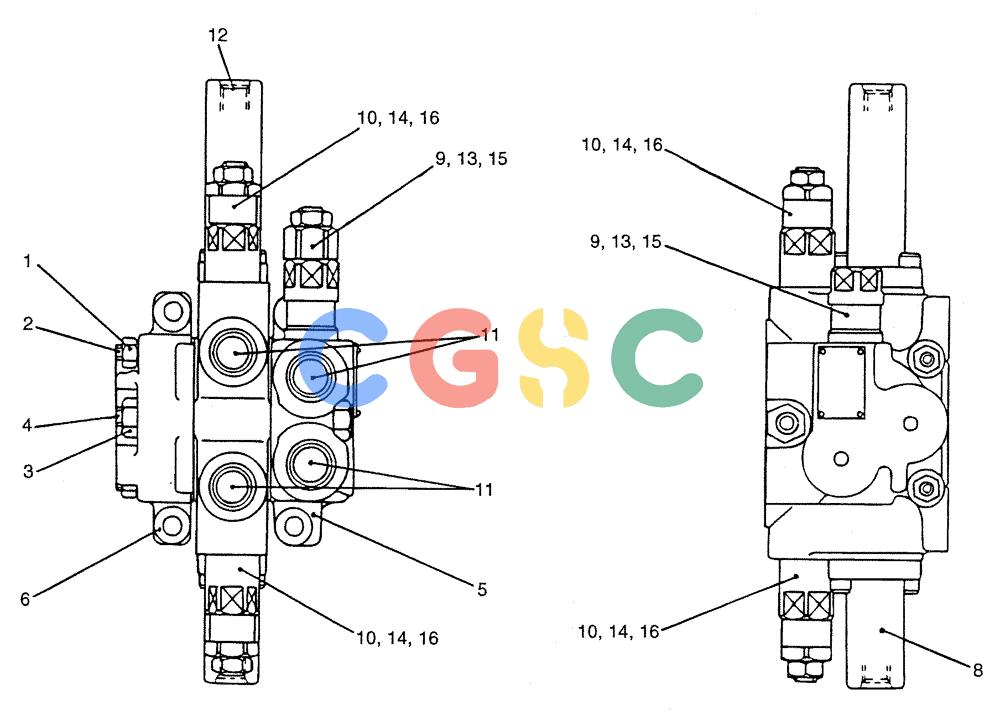 纽荷兰零件查询(E200SRLC) - CRAWLER EXCAVATOR BTW LA04-01506 - LA04-01625 (07-049) - VALVE ASSY, CONTROL (EXTRA) New Holland Constructuion
