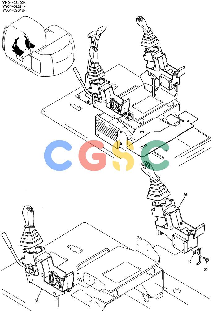 纽荷兰零件查询(E115SR) - CRAWLER EXCAVATOR ASN YV04-03043 (01-025[01]) - CONTROLS, OPERATORS New Holland Constructuion