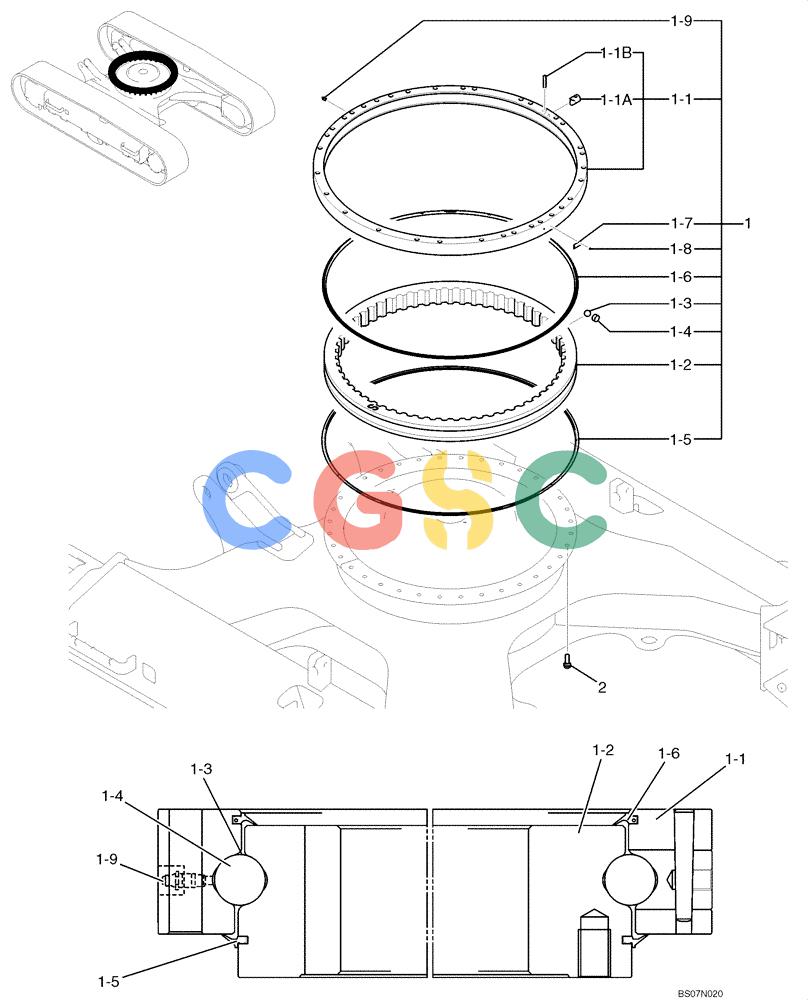 纽荷兰零件查询(E135B) - CRAWLER EXCAVATOR TIER 3 - ASN YH05-07001 (N8TA13006) (1/08-) (03-02[00]) - SLEWING RING ASSEMBLY (YY40F00008F1) New Holland Constructuion