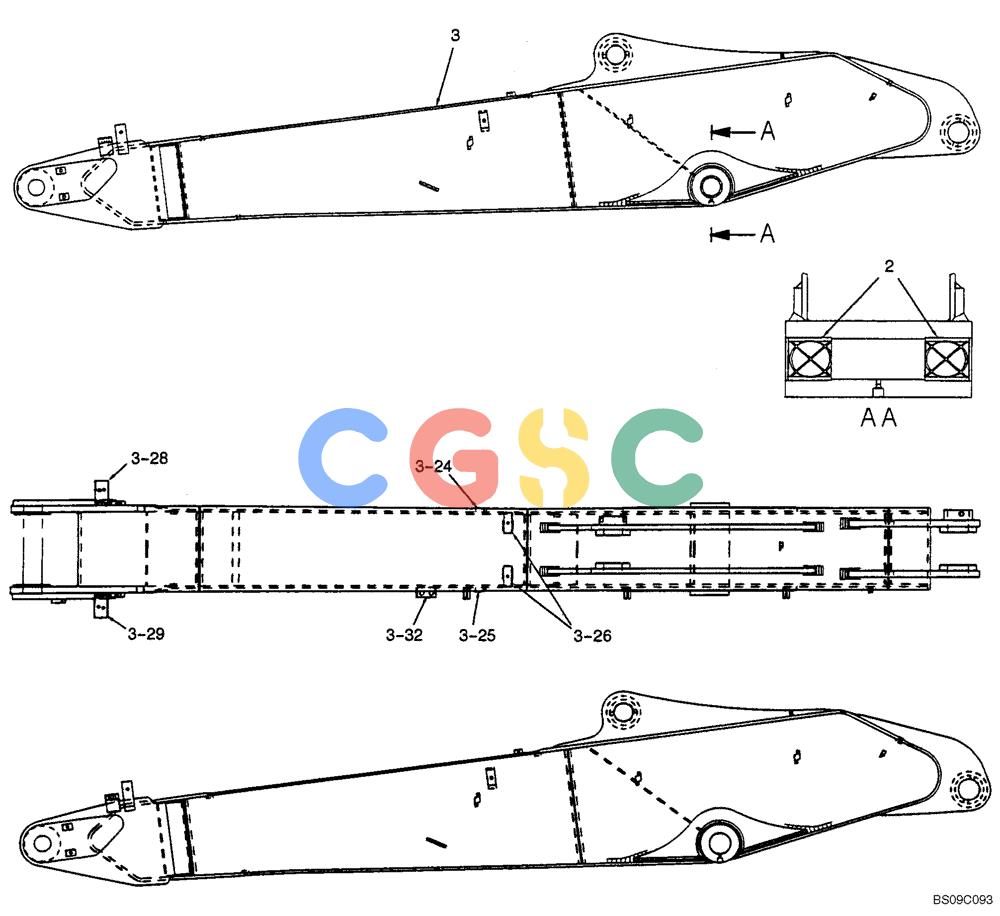 神钢零件查询(BOOM) - ATTACHMENT, (2-PIECE BOOM) SK135SR-1E, SK135SRLC-1E, SK135SRLC-1ES (11/01-12/10) (06-021[00]) - FRONT BOOM ASSEMBLY, (2-PIECE BOOM), (YY05B00014F2) Kobelco