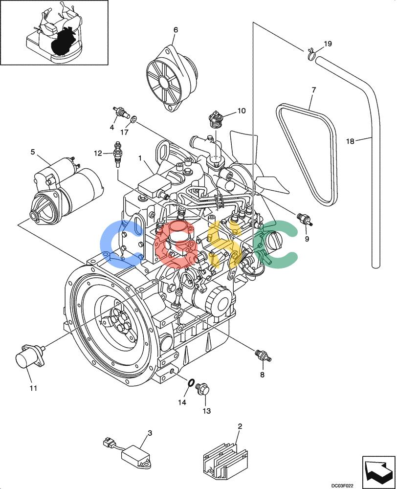 纽荷兰零件查询(E15) - COMPACT CRAWLER EXCAVATOR (N.A.) (1/06-) (02-02[00]) - ENGINE ASSY New Holland Constructuion