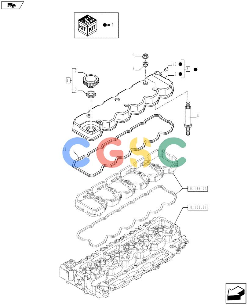 神钢零件查询(F4HFE613T A005) - ENGINE 5801366317 - 87746887 (9/10-) (10.101.02) - CYLINDER HEAD COVERS (504112178) Kobelco