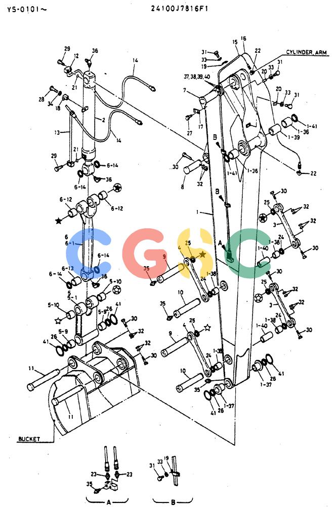 神钢零件查询(MD400LC) - EXCAVATOR BTW YS0101 - YS0200 (1/80-12/06) (07-003) - ARM ASSY, LONG Kobelco