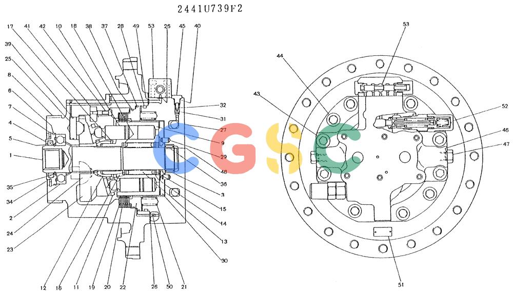 神钢零件查询(K909LC) - MARK II EXCAVATOR BTW LL1207 - LL1487 (1/87-12/03) (11-026) - MOTOR ASSY (SWING) Kobelco