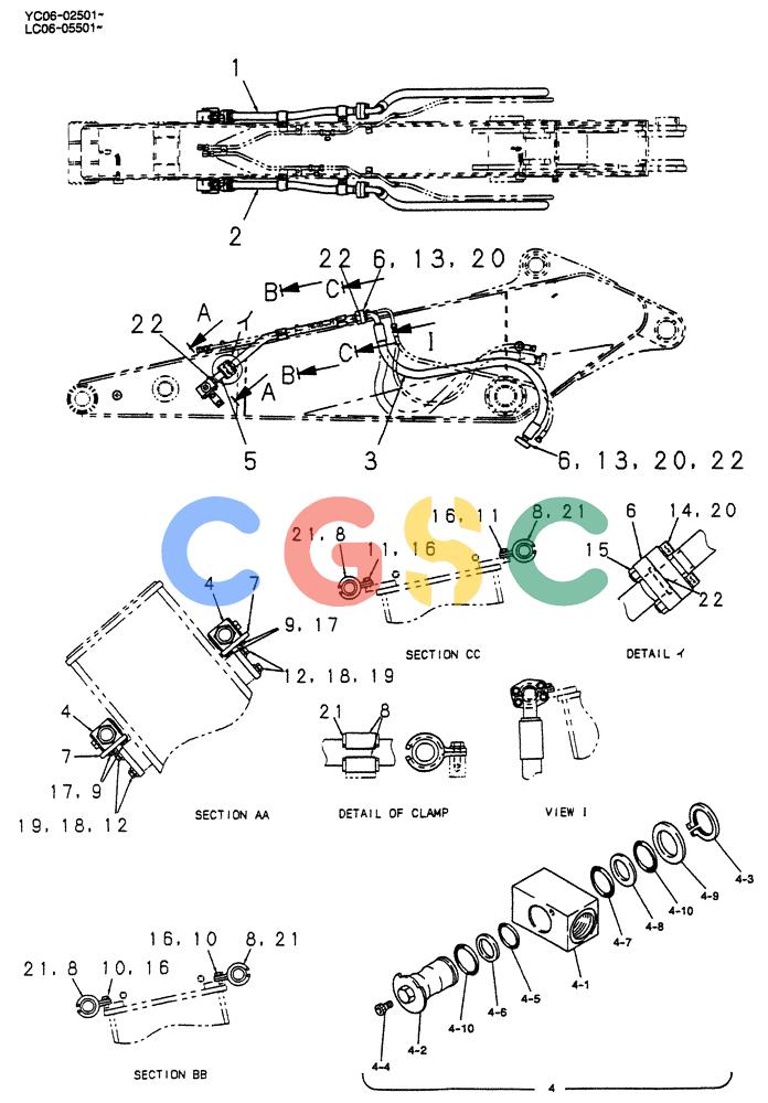 神钢零件查询(BREAKER) - NIBBLER/BREAKER ATTACHMENT - SK330, SK330LC DYNAMIC ACERA EXCAVATOR (9/04-) (02-016) - HYD LINES, ARM 3.3M (8FT 6IN) (EXTRA+NIBBLER & BREAKER) Kobelco