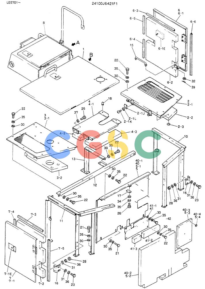 神钢零件查询(K903C) - EXCAVATOR ASN LE5701 (1/87-12/03) (01-013[01]) - GUARD ASSY, P/N 24100J6421F1 Kobelco