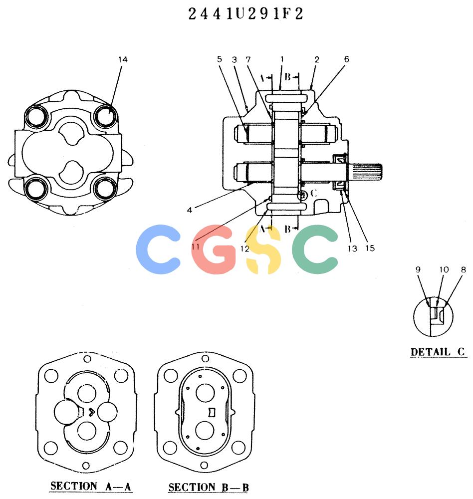 神钢零件查询(K916LC) - MARK II EXCAVTOR ASN YS0201 (1/89-12/03) (10-023) - PUMP ASSY, GEAR Kobelco