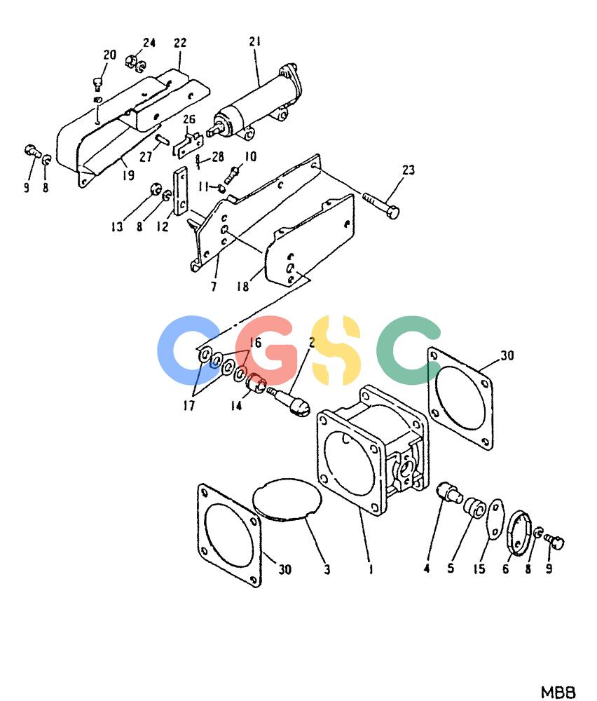 神钢零件查询(6D22-TC) - MITSUBISHI DIESEL ENGINE - K912, K912LC, & K916 (1/83-12/06) (06-011) - EXHAUST BRAKE Kobelco