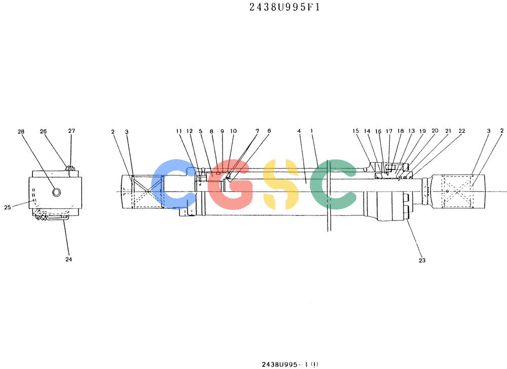 神钢零件查询(K907LC) - MARK II EXCAVATOR BTW YQ0101 - YQ0564 (1/87-12/03) (11-025) - CYLINDER ASSY (BUCKET) 2438U995F1 Kobelco