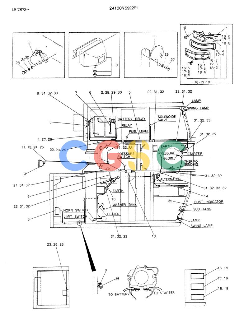 神钢零件查询(K903) - MARK II EXCAVATOR ASN LE7872 (1/88-12/03) (05-022) - WIRING ASSY, ELEC-FOR EXPORT Kobelco