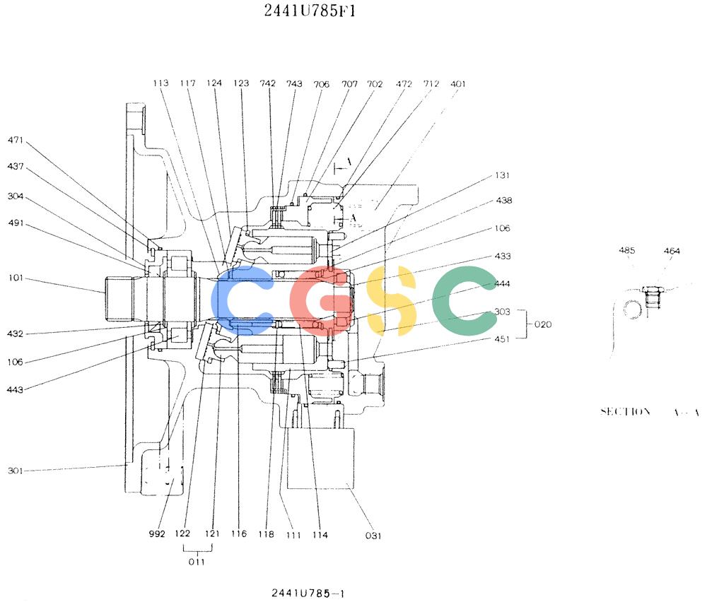 神钢零件查询(K907LC) - MARK II EXCAVATOR ASN YQ0565 (NA) (1/87-12/03) (11-062) - MOTOR ASSY (SWING) Kobelco