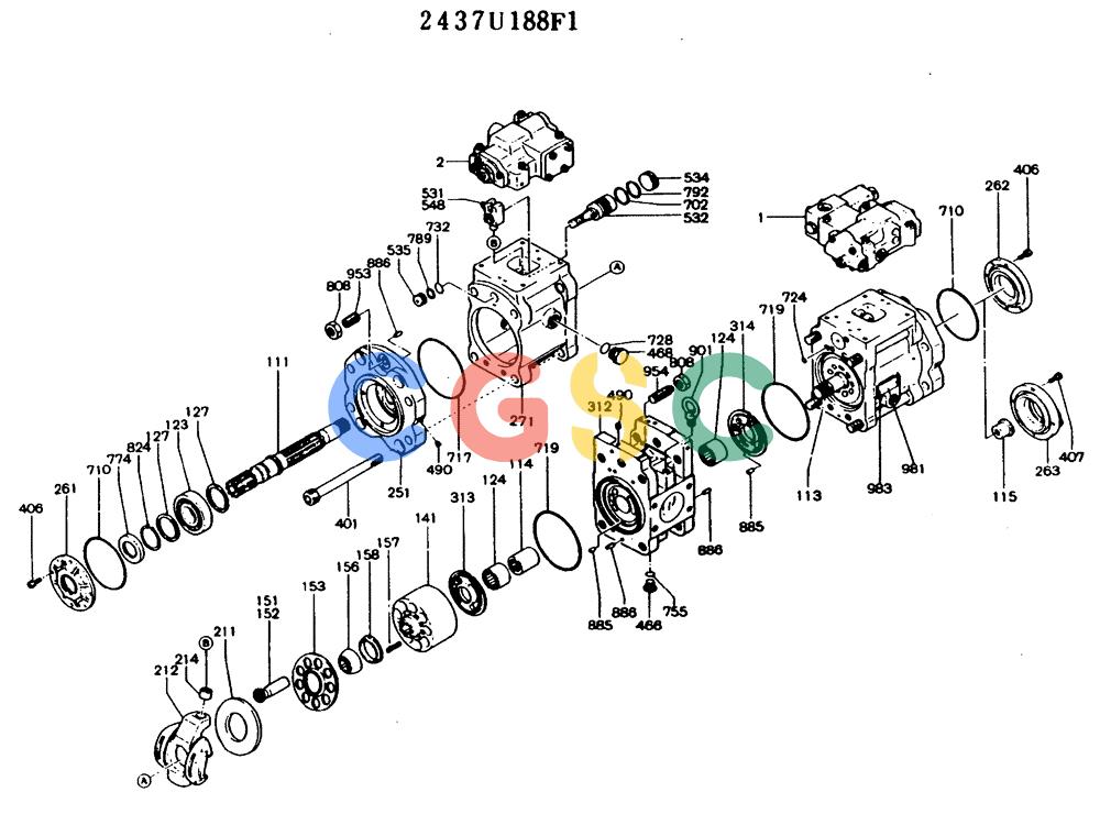 神钢零件查询(MD140BLC) - EXCAVATOR BTW YPU0001 - YPU0300 (1/80-12/06) (11-020) - PUMP ASSY Kobelco