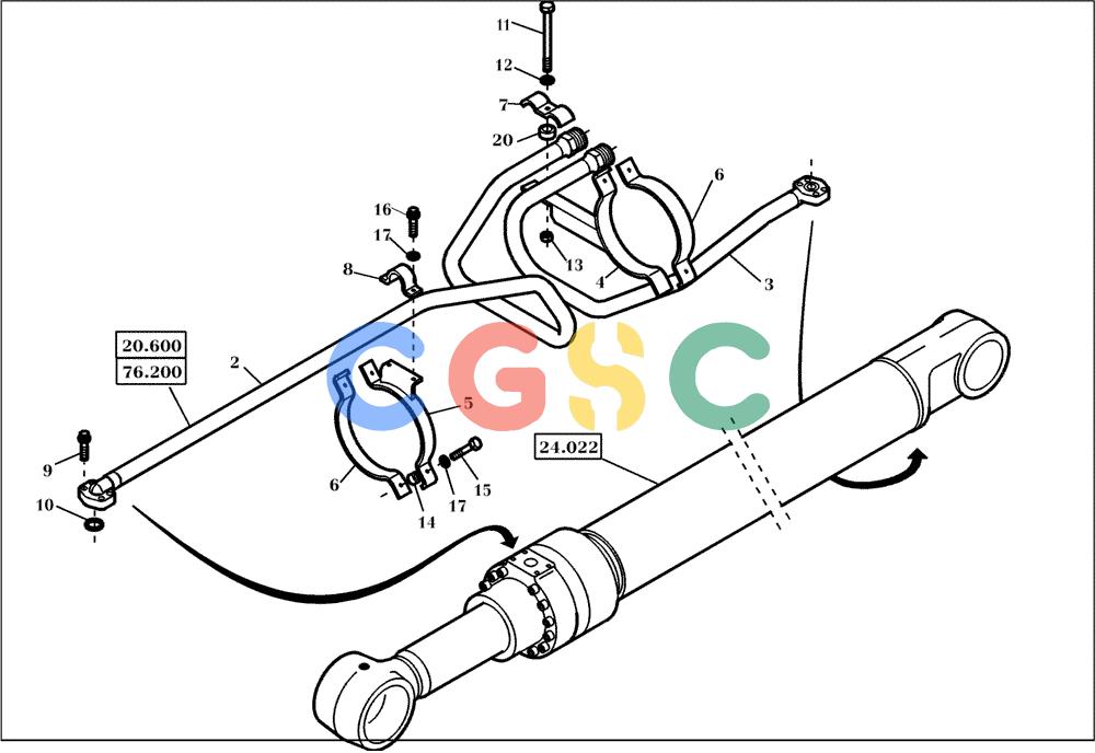 纽荷兰零件查询(EC350) - CRAWLER EXCAVATOR (2/00-) (20.600[002]) - HYDRAULIC SYSTEM BOOM CYLINDERS RIGHT-HAND (S/N 735003-UP) New Holland Constructuion