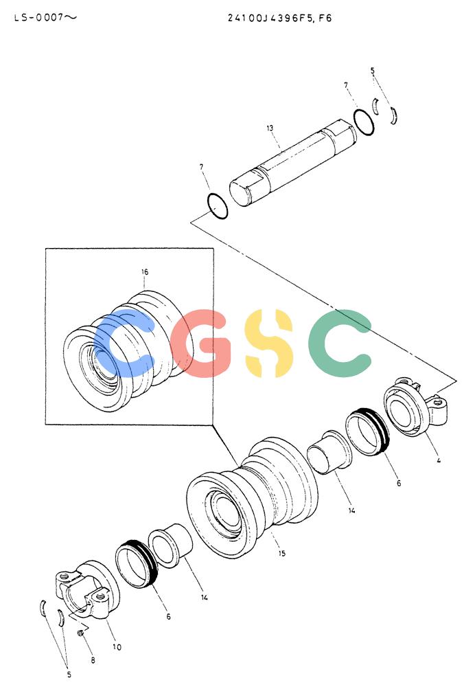 神钢零件查询(K916LC) - EXCAVATOR ASN YS0119 (1/87-12/03) (06-005) - ROLLER ASSY Kobelco