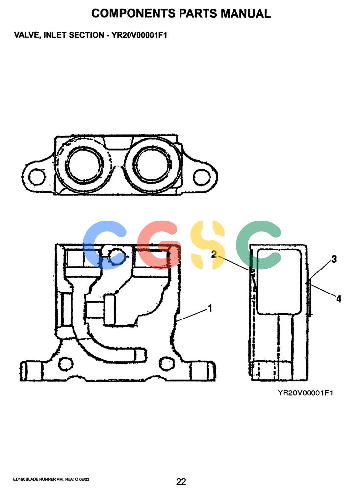 神钢零件查询(ED190LC-6E) - BLADE RUNNER EXCAVATOR/DOZER BTW YL03U0136 - YL03U0292 (1/05-12/06) (07-030) - VALVE, INLET SECTION (YR20V00001F1) Kobelco
