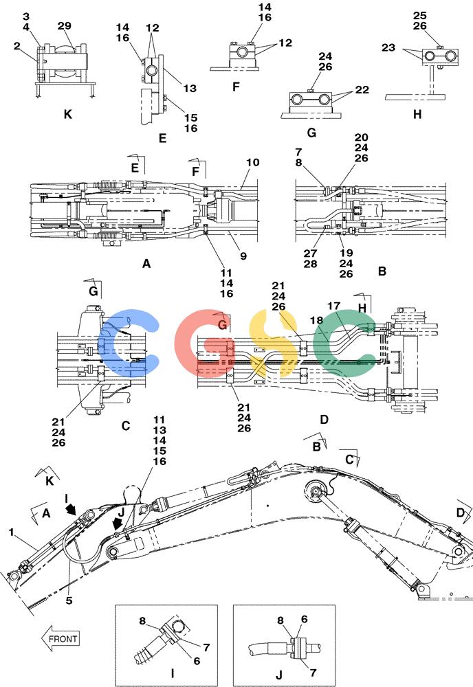 纽荷兰零件查询(E805) - CRAWLER EXCAVATOR (1/05-) (08-045-01[01]) - HYDRAULIC CIRCUIT - BUCKET CYLINDER - DIPPER 3,66 M New Holland Constructuion