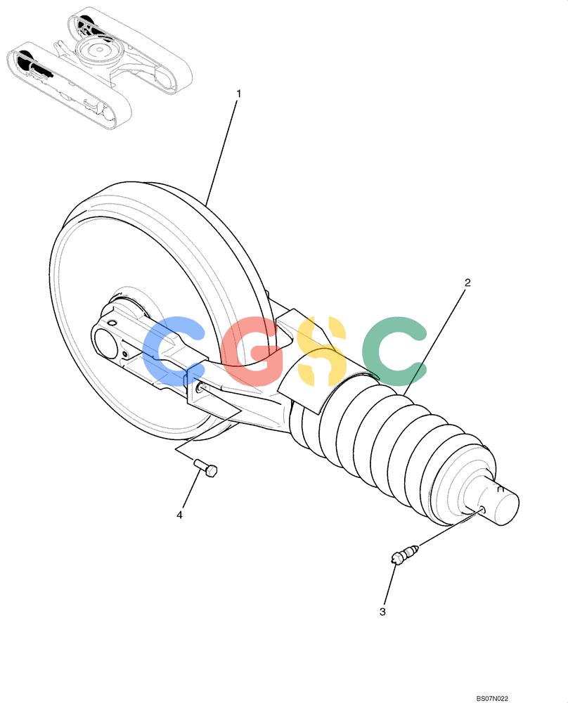 纽荷兰零件查询(E135B) - CRAWLER EXCAVATOR TIER 3 - ASN YH05-07001 (N8TA13006) (1/08-) (03-03[00]) - IDLER ASSEMBLY, CRAWLER (YY52D00010F1) New Holland Constructuion