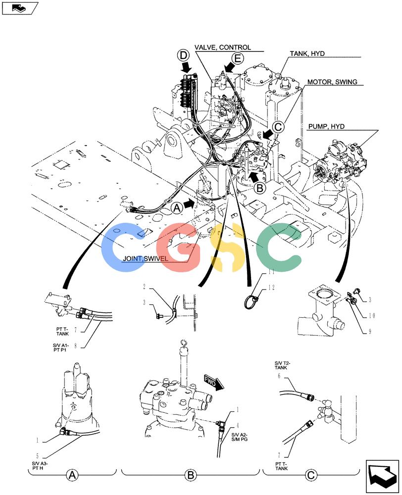 纽荷兰零件查询(E135BSRLC) - CRAWLER EXCAVATOR ASN YH06-08001 (01-030[01]) - CONTROL LINES, VALVE (NIBBLER & BREAKER) New Holland Constructuion