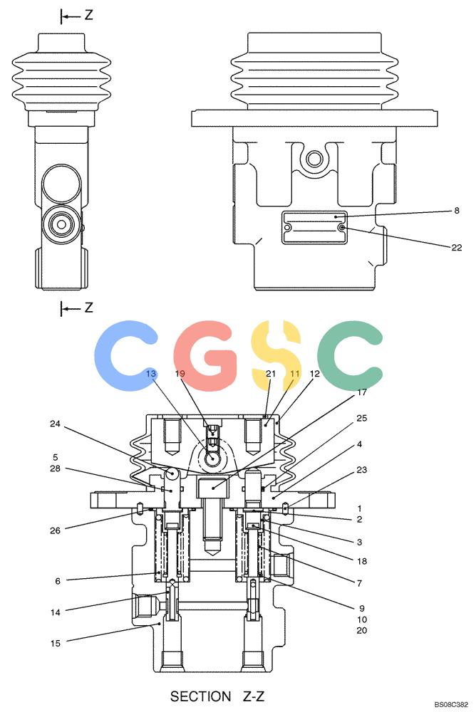 纽荷兰零件查询(E70BSR) - COMPACT CRAWLER EXCAVATOR BTW YT05-15001 - 18000 (NA) (4/08-) (08-27-00[00]) - VALVE ASSEMBLY, PILOT (DOZER) (YT30V00046F1) New Holland Constructuion