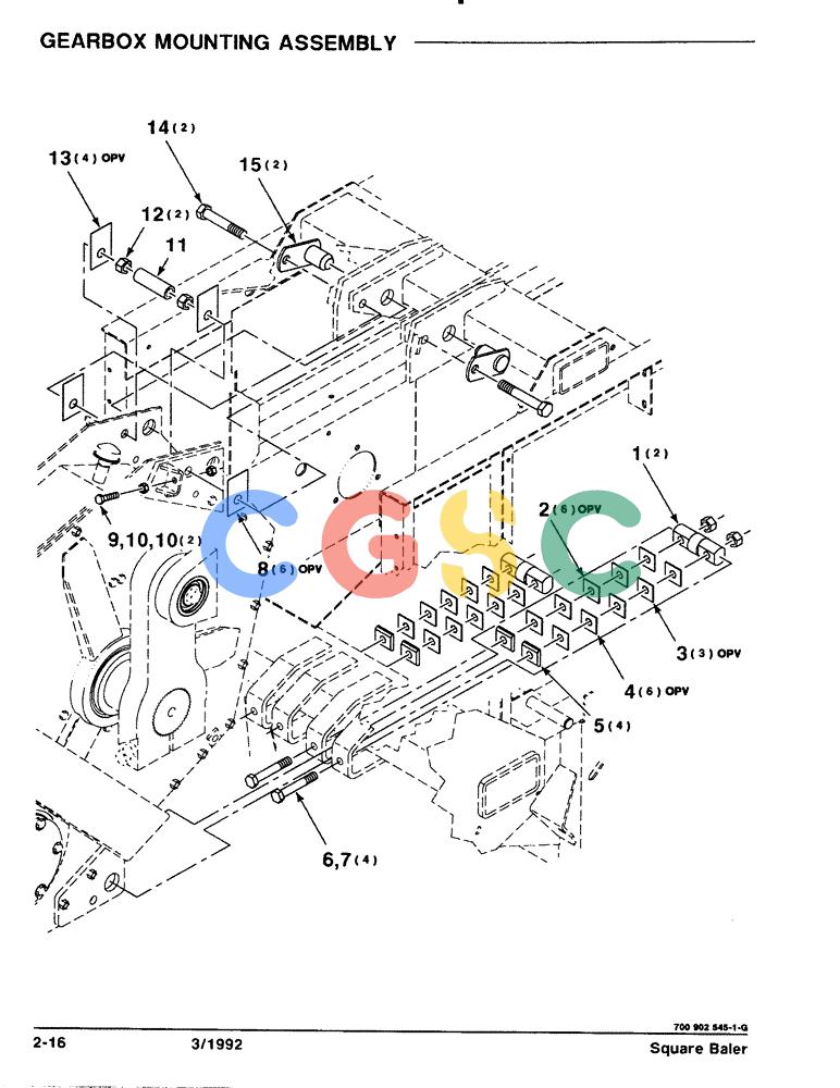凯斯零件查询(8570) - CASE IH MID-SIZE RECTANGULAR BALER (1/91-12/96) (2-16) - GEARBOX MOUNTING ASSEMBLY Case Agriculture
