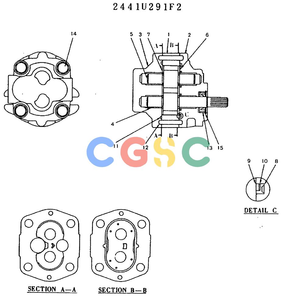 神钢零件查询(MD320BLC) - EXCAVATOR BTW YC0301 - YC0747 (1/80-12/06) (11-028) - PUMP ASSY, GEAR 2441U291 F2 Kobelco