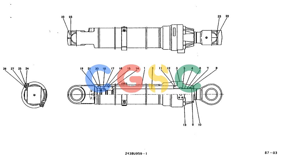 神钢零件查询(MD240BLC) - EXCAVATOR BTW LLU0001 - LLU0300 (1/80-12/06) (11-025) - CYLINDER ASSY (BUCKET) 2438U959F1 Kobelco