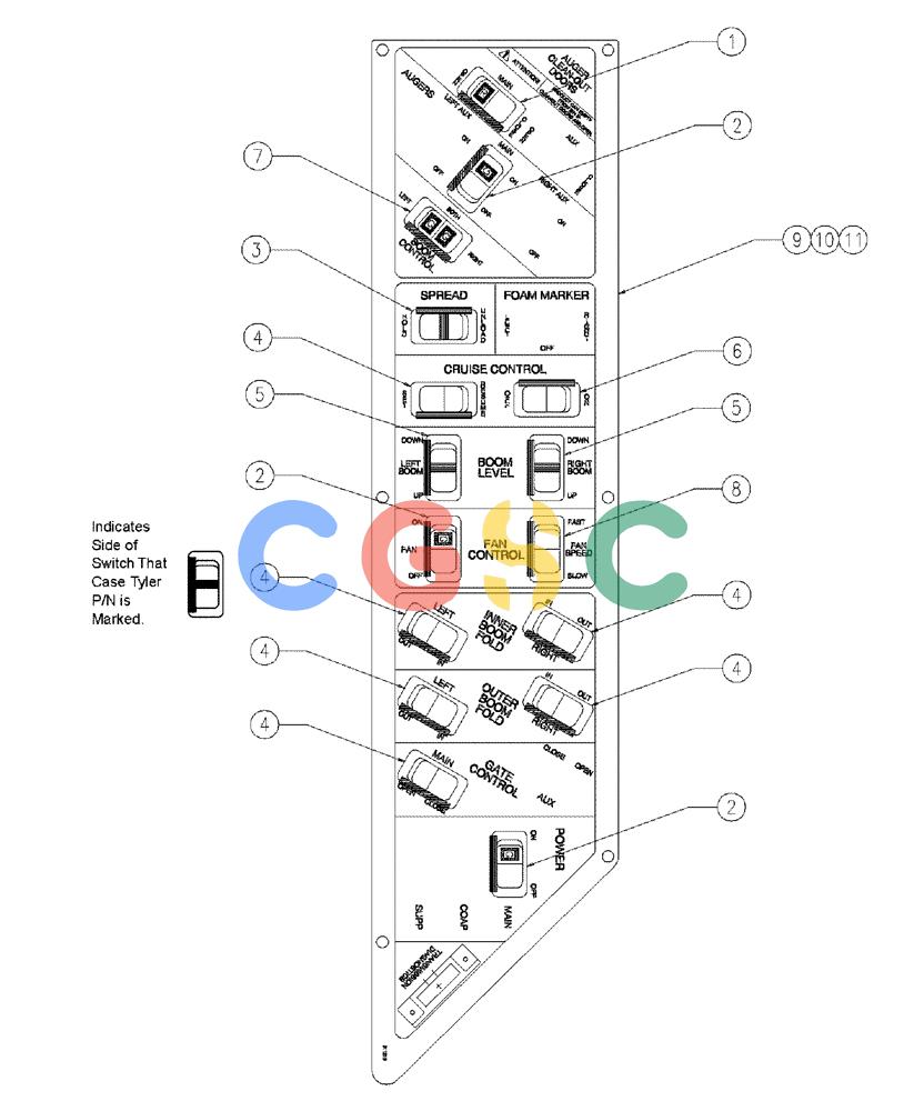 凯斯零件查询(438) - FLEX-AIR APPLICATOR - 1999 (2/99-3/03) (01-007) - SWITCH PANEL GROUP Case Agriculture