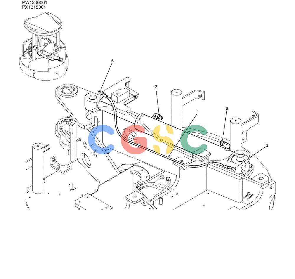 纽荷兰零件查询(E35SR) - COMPACT CRAWLER EXCAVATOR ASN PX13-15001 (N6TN61732) (NA) (1/06-) (01-018) - HYD LINES, CYLINDER (SWING) New Holland Constructuion