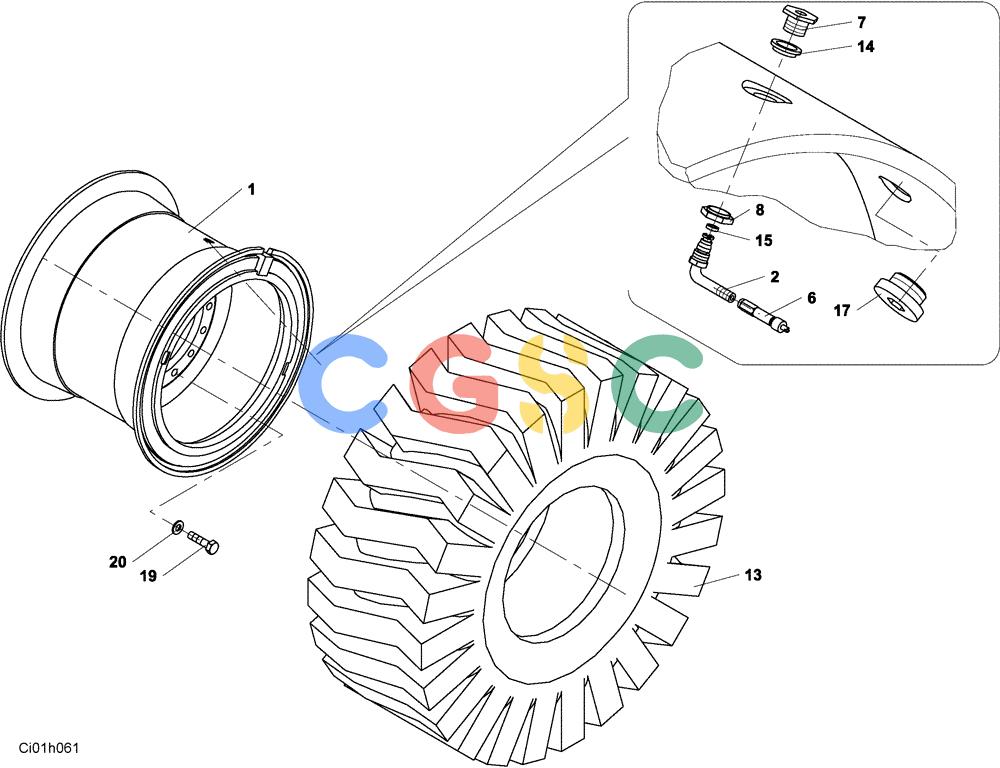 纽荷兰零件查询(CV2500) - VIBRATORY ROLLER (07-005-00[01]) - REAR WHEELS New Holland Constructuion