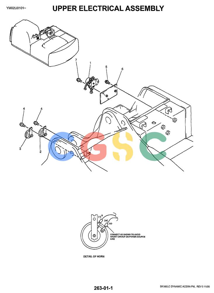 神钢零件查询(SK160LC) - DYNAMIC ACERA EXCAVATOR 11/2000 ASN YM02U0101 (11/00-12/02) (01-061[01]) - UPPER ELECTRICAL ASSY Kobelco
