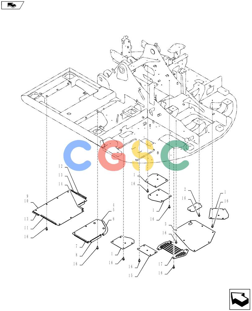 纽荷兰零件查询(E135BSRLC) - CRAWLER EXCAVATOR ASN YH06-08001 (01-073[00]) - COVER ASSEMBLY, UNDER New Holland Constructuion