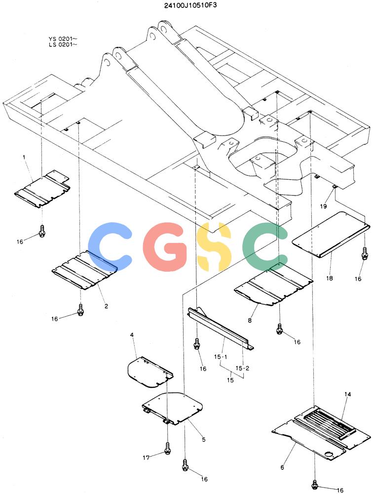 神钢零件查询(K916LC) - MARK II EXCAVTOR ASN YS0201 (1/89-12/03) (02-016) - COVER ASSY, UNDER Kobelco
