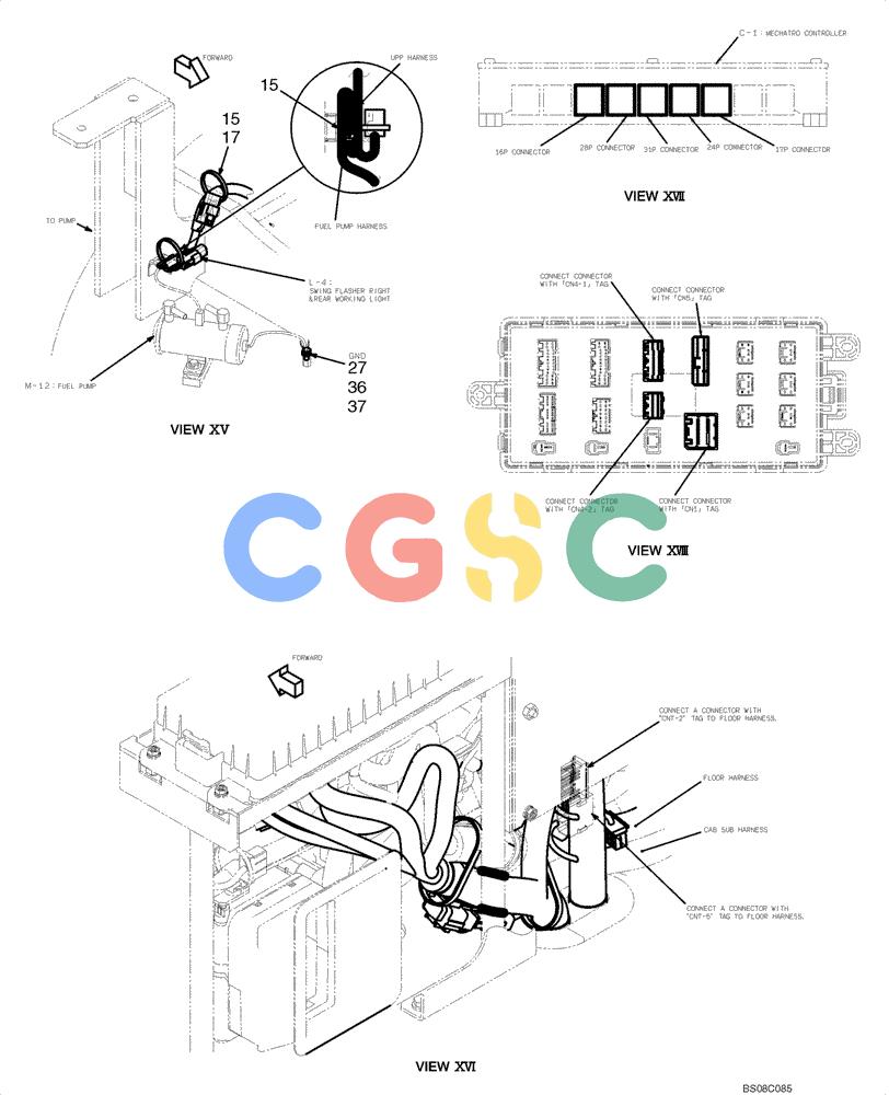 纽荷兰零件查询(E70BSR) - COMPACT CRAWLER EXCAVATOR BTW YT05-15001 - 18000 (NA) (4/08-) (02-73-00[09]) - HARNESS ASSEMBLY, UPPER (YT13E00048F1), PAGE 9 OF 12 New Holland Constructuion