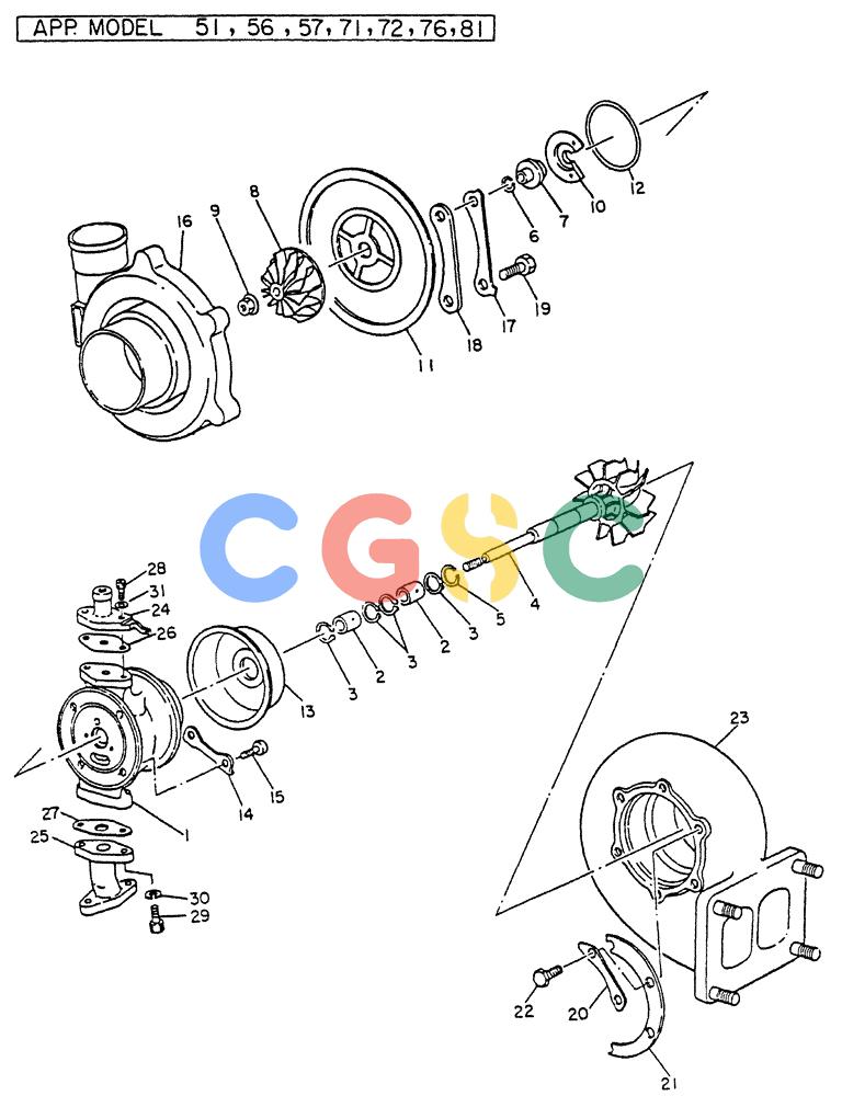 神钢零件查询(FD6T04) - NISSAN DIESEL ENGINE - LK500 (1/06-12/06) (03-006) - TURBOCHARGER-EXHAUST(INNER PARTS) Kobelco