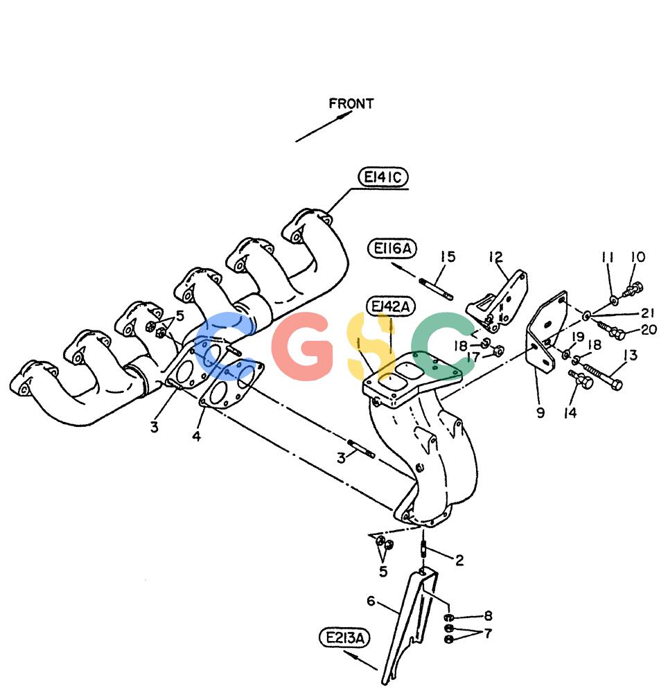 神钢零件查询(PE6T04) - NISSAN DIESEL ENGINE - LK900 & LK700A W/TURBO (1/03-12/06) (03-005) - MAINFOLD-EXHAUST ADAPTER Kobelco