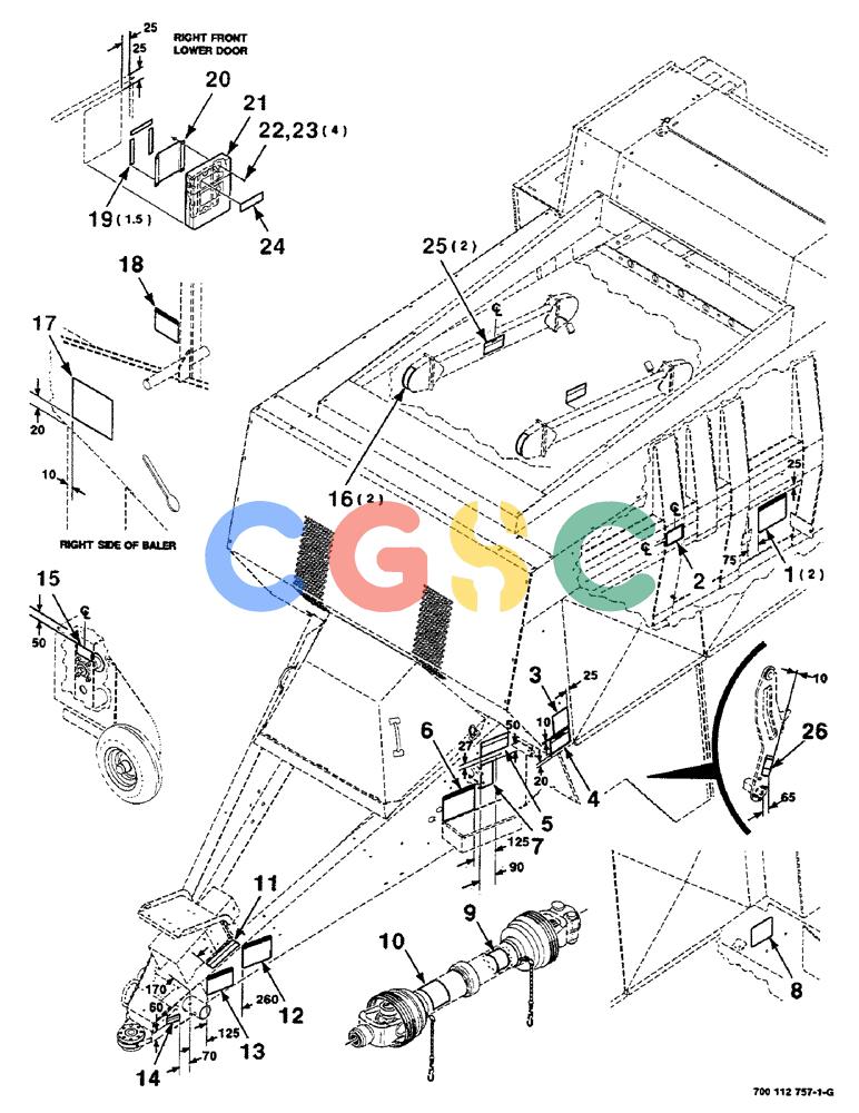 凯斯零件查询(8590) - CASE IH LARGE (4 X 4) RECTANGULAR BALER (NORTH AMERICA) (1/98-12/00) (09-04) - DECALS AND LOCATION DIAGRAM, OPERATIONAL Case Agriculture