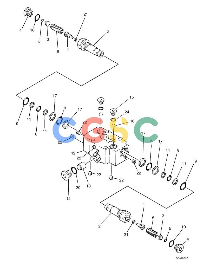 纽荷兰零件查询(EH130) - CRAWLER EXCAVATOR (3/04-) (08 -52[00]) - VALVE ASSY, RELIEF (YX22V00002F1) New Holland Constructuion