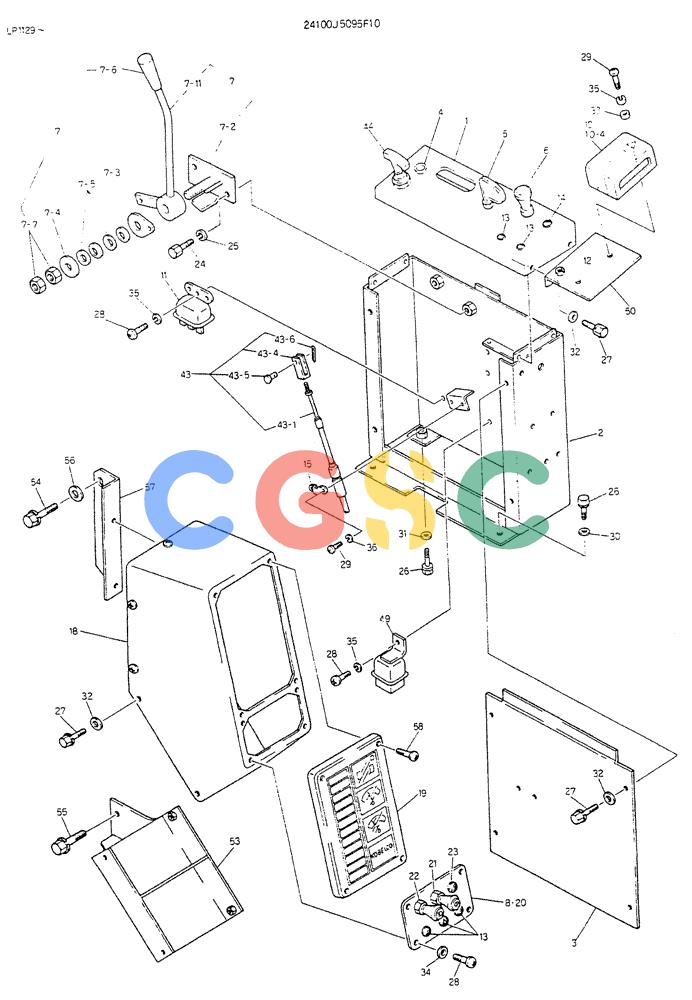 神钢零件查询(K905LC) - EXCAVATOR BTW YP0115 - YP0301 (1/85-12/03) (06-014) - PANEL ASSY, INST (P/N-24100J5095F10) Kobelco
