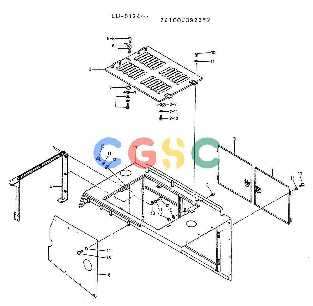 神钢零件查询(K935) - EXCAVATOR SUPPLEMENT ASN LU00154 (1/76-12/03) (02-038) - GUARD ASSY, P/N 24100J3923F2 Kobelco