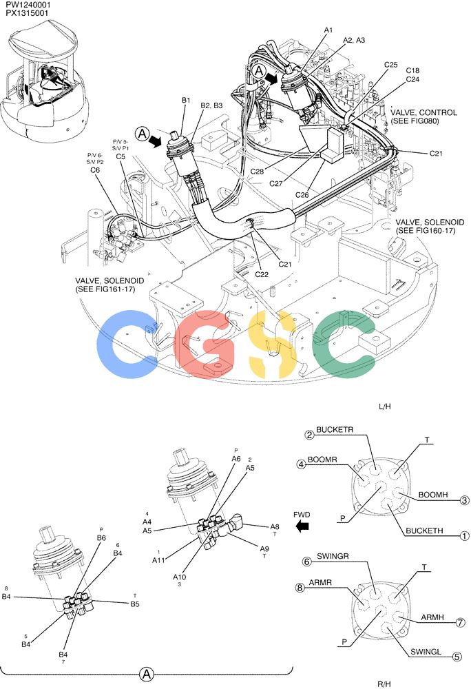 纽荷兰零件查询(E35SR) - COMPACT CRAWLER EXCAVATOR ASN PX13-15001 (N6TN61732) (NA) (1/06-) (01-031[01]) - CONTROL LINES, REMOTE (NIBBLER & BREAKER), P/N PW64H00037F1 New Holland Constructuion