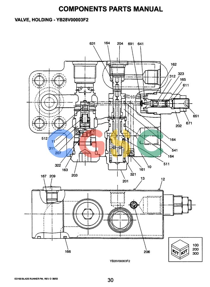 神钢零件查询(ED190LC-6E) - BLADE RUNNER EXCAVATOR/DOZER BTW YL03U0136 - YL03U0292 (1/05-12/06) (07-007) - VALVE, HOLDING Kobelco