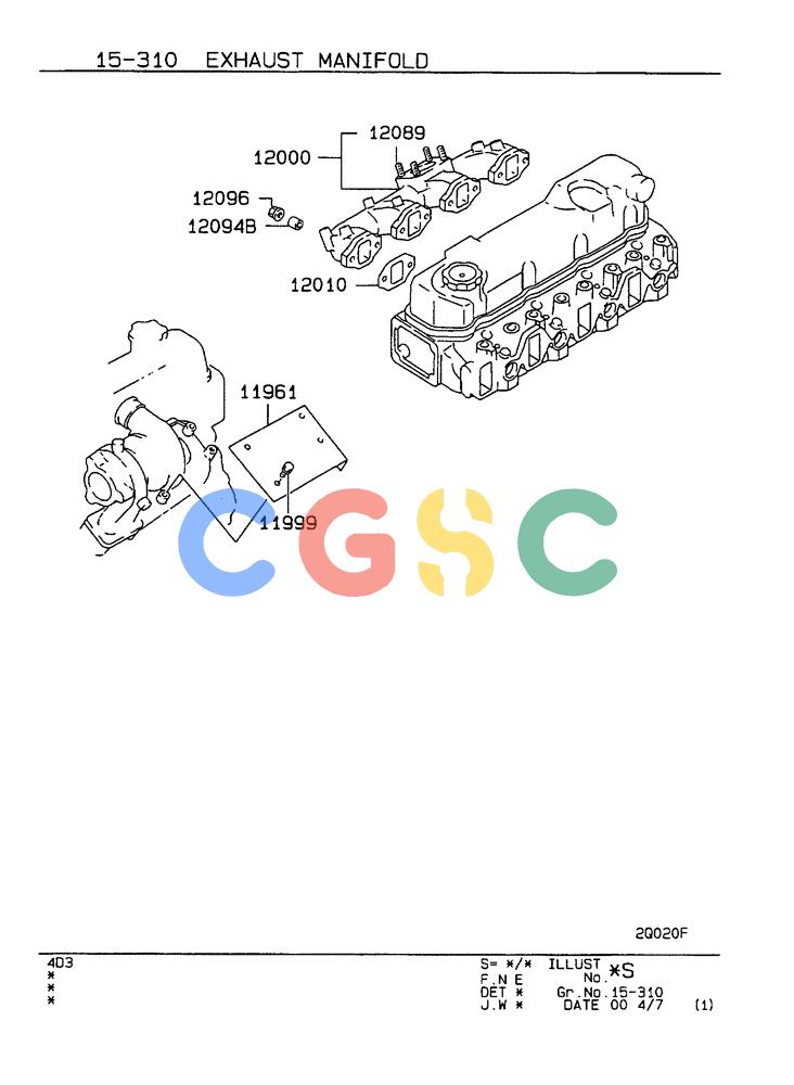 神钢零件查询(ED190LC-6E) - BLADE RUNNER EXCAVATOR/DOZER BTW YL03U0136 - YL03U0292 (1/05-12/06) (15-310) - EXHAUST MANIFOLD Kobelco